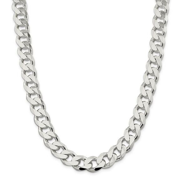 Men's 13mm Sterling Silver Solid Curb Chain Necklace, 20 Inch